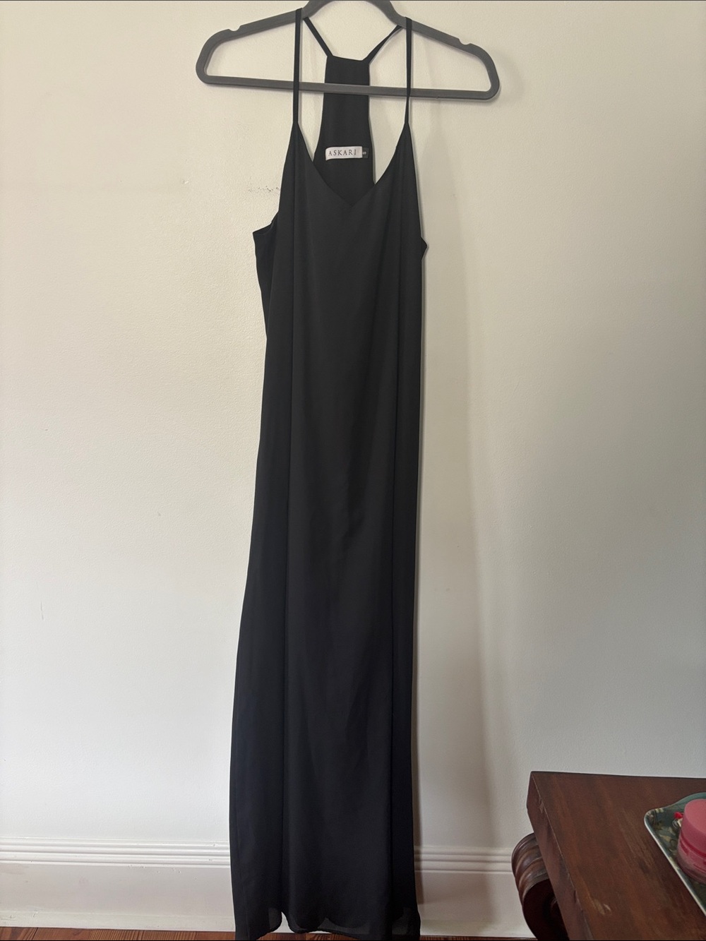 ASKARÉ Black Maxi Slip Dress with Racerback